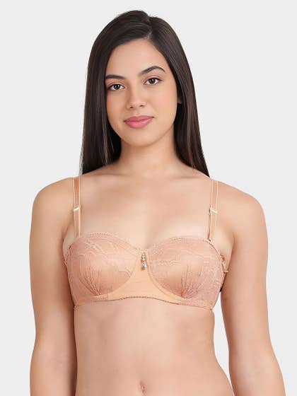 Susie Skin Lace Detachable Strap Padded Underwire Balconette Bra
