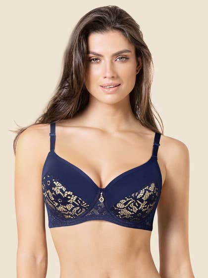 Susie Ocean Blue Padded Wired Half Lace Cup Everyday Bra