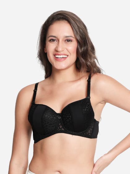 Susie BlackBeauty Lace Cup Padded Wired Bra