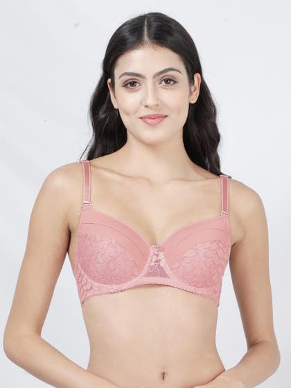 Susie Dusty Pink Lace Padded Wired 3/4th Coverage Bra