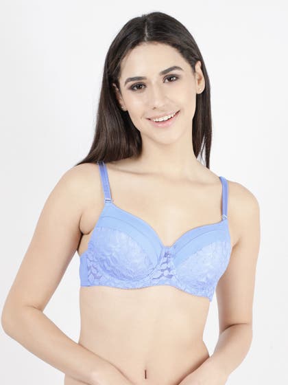 Susie Windsurfer Blue Lace Padded Wired 3/4th Coverage Bra