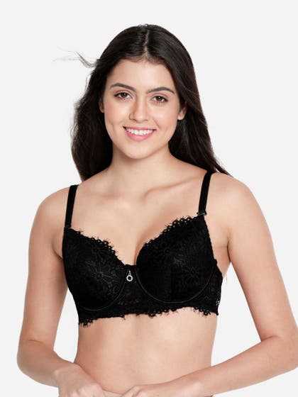 Susie Black Beauty Full Lace Padded Wired Designer Bra