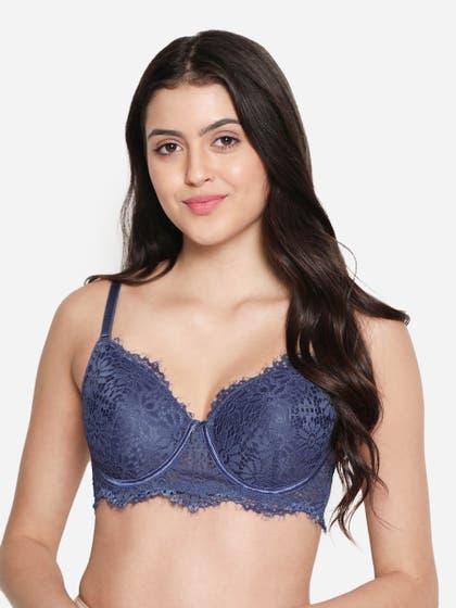 Susie Jacaranda Blue Full Lace Padded Wired Designer Bra