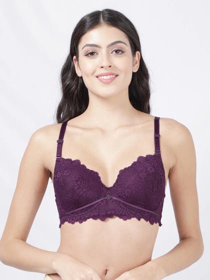 Susie Dark Purple Full Lace Padded Wired 3/4th Coverage Bra