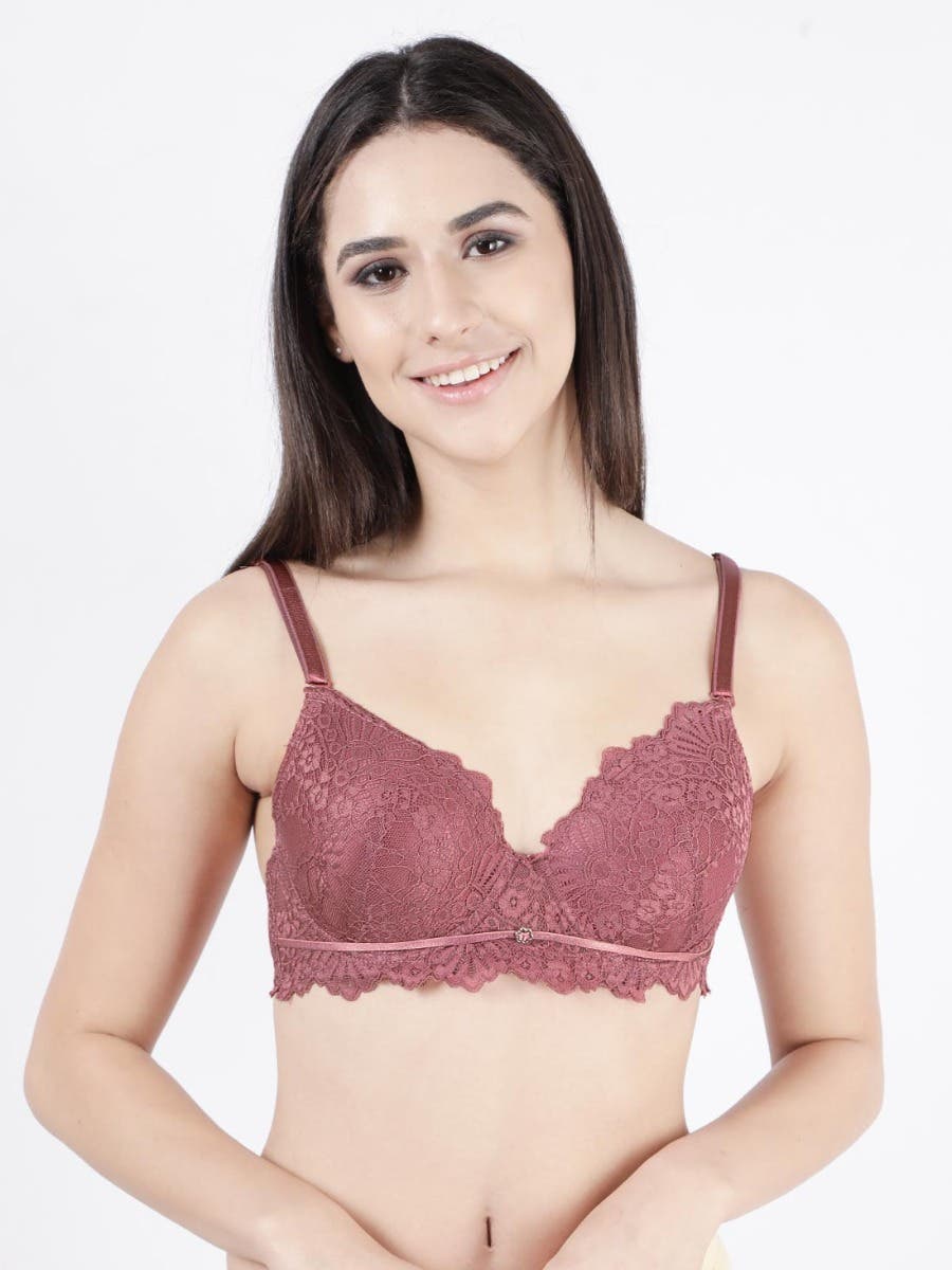 Buy Designer Lace Red Padded Bra for T - Shirt,Office Wear