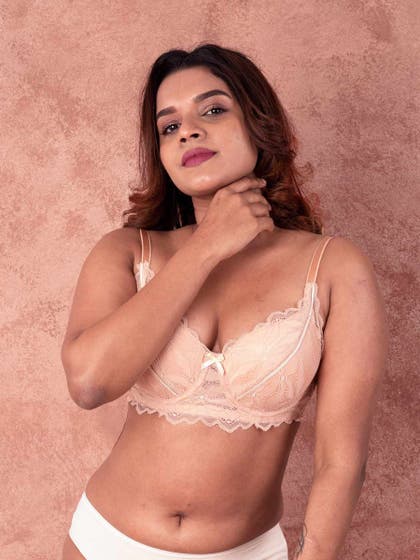 Susie Apricot Ice Seamed Padded Wired 3/4th Coverage Bra