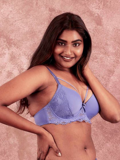 Susie Azurine Blue Strappy Neckline Padded Wired Bra