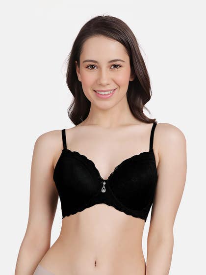 Susie Black Beauty Fancy Strap Padded Wired Bra