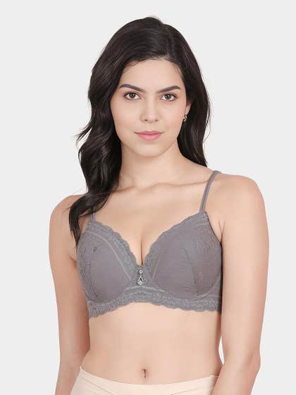 Susie Dark Grey Fancy Strap Padded Wired Bra