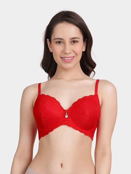 Susie Fiery Red Fancy Strap Padded Wired Bra