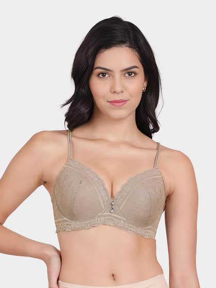 Susie Taupe Grey Fancy Strap Padded Wired Bra