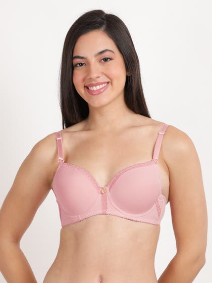 Susie Baby Pink Top Lace Wired TShirt Bra