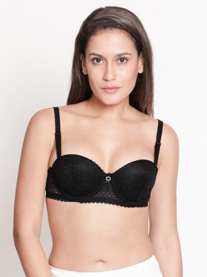 Susie Black Beauty Padded Wired Balconette Designer Bra