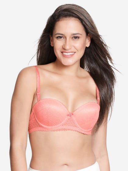 Susie Pale Pink Padded Wired Balconette Designer Bra