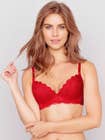 Susie Fiery Red Padded Wired Full Lace Plunge Bra