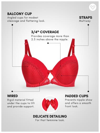 Susie Fiery Red Padded Wired Designer Lace  Bra