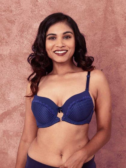 Susie Ocean Blue Padded Wired Designer Lace  Bra