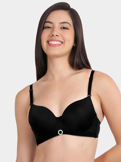 Susie Black Beauty Bottom Lace Trim With Charm Wired Bra