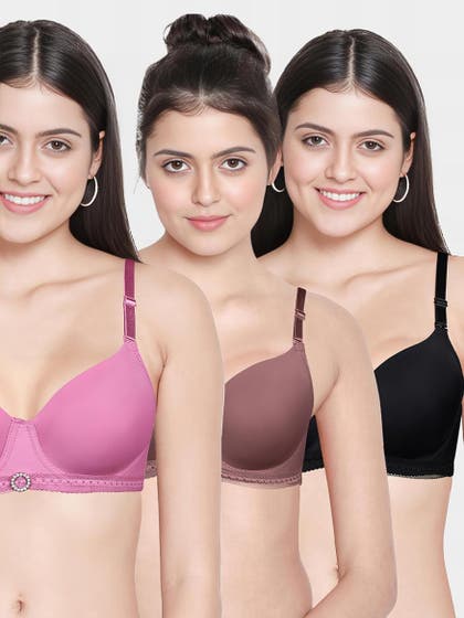 Susie Multicolor Bottom Lace Trim With Charm Wired Bra Combo