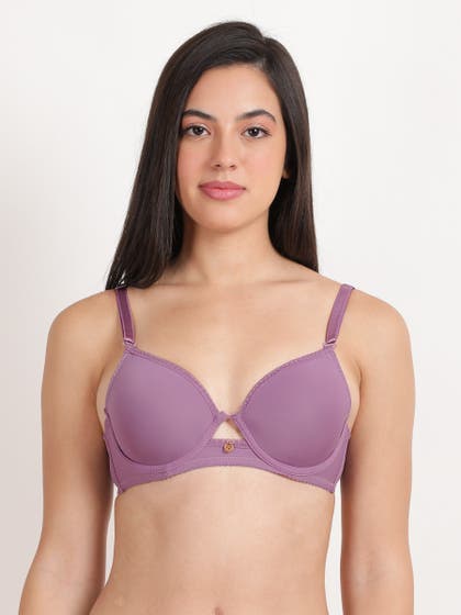 Susie Chinese Violet Lace Neckline With Centre Keyhole Wired Bra
