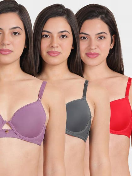 Susie Multicolor Lace Neckline With Centre Keyhole Wired Bra Combo