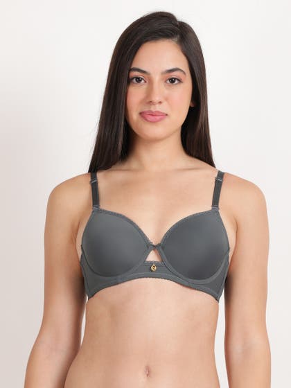 Susie Volcanic Ash Lace Neckline With Centre Keyhole Wired Bra