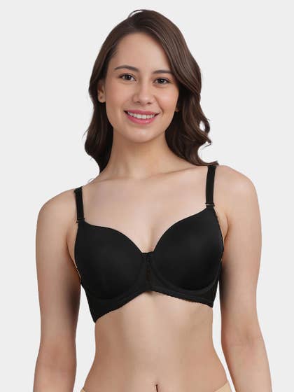 Susie Black Bean Centre Trim Seamless Neckline Wired Bra
