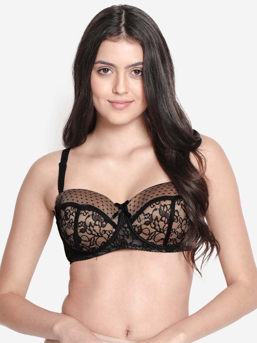 Taabu Black Beauty Heart Print Padded Wirefree T shirt Bra