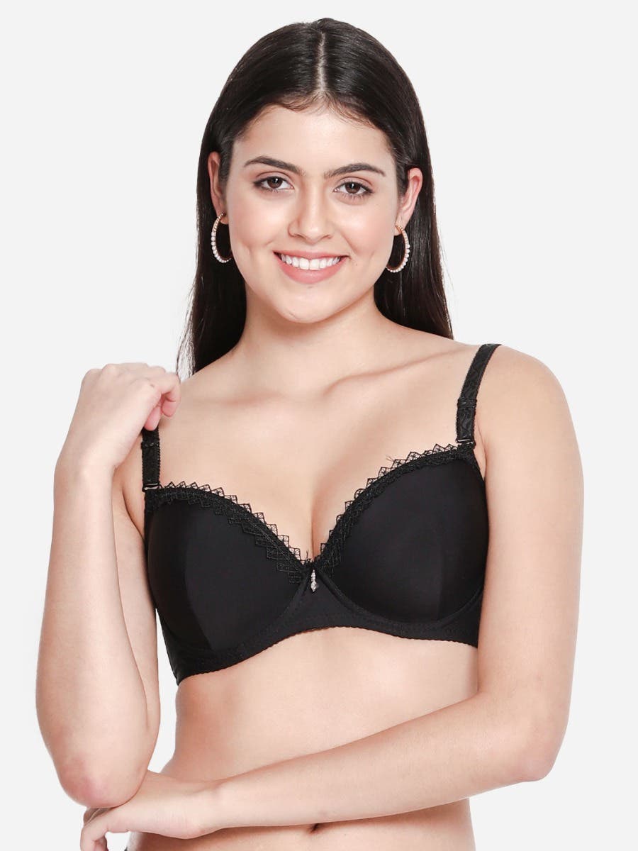 Taabu Black Beauty Heart Print Padded Wirefree T shirt Bra