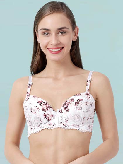 Susie White Brown Printed Lace Cup Padded Wired Bra