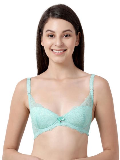 Susie Mint Green Lace Embellished Lightly Padded Wired Bra