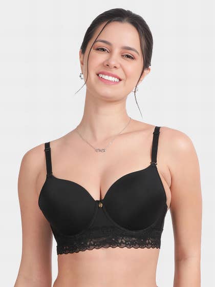 Susie Black Beauty Decorative Underband Lace Padded Wired Bra 