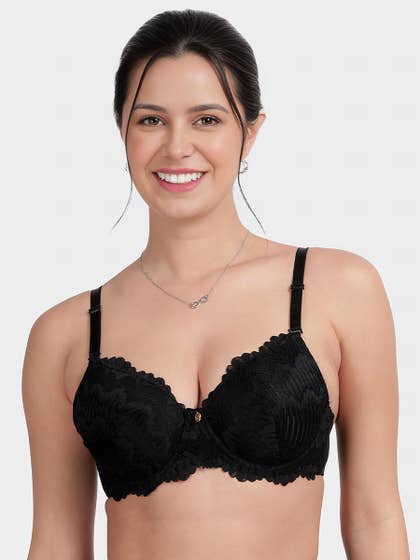 Susie Black Beauty Full Lace Padded Wired Bra