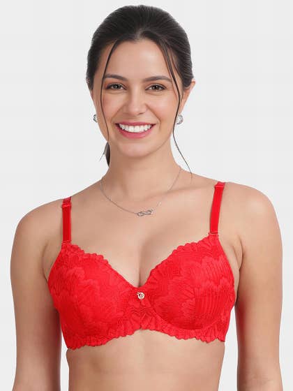 Susie Fiery Red Full Lace Padded Wired Bra