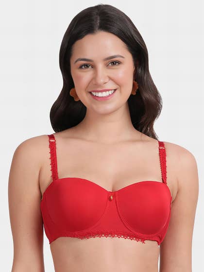 Susie Racing Red Lace Strap Padded Wired Balconette Bra