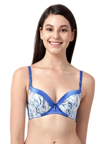 Susie Cobalt Blue Mosaic Print Push Up Bra
