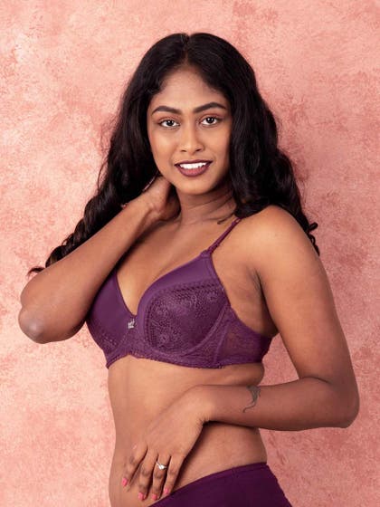 Susie Dark Purple Lace Fancy Strap Wired Bra