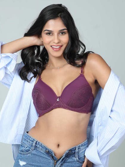 Susie Dark Purple Lace Fancy Strap Wired Bra