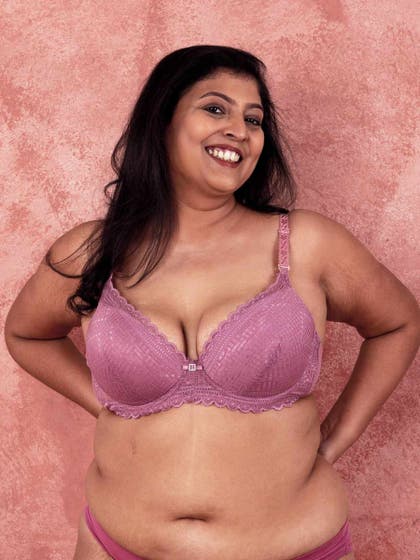 Susie Dusky Orchid Padded Wired 3/4th Coverage Full Lace Bra