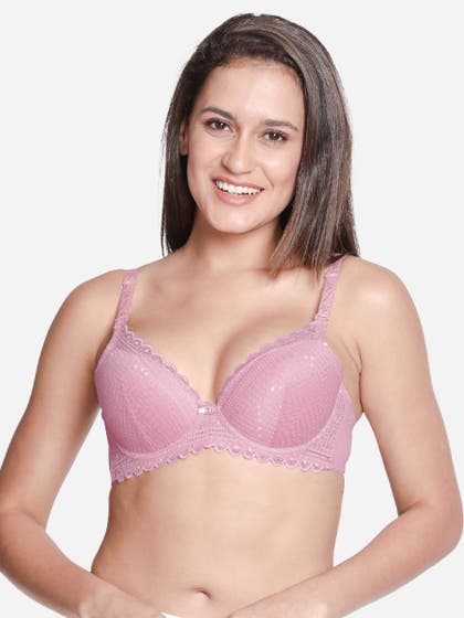 Susie Mary Rose Padded Wired 3/4th Coverage Full Lace Bra