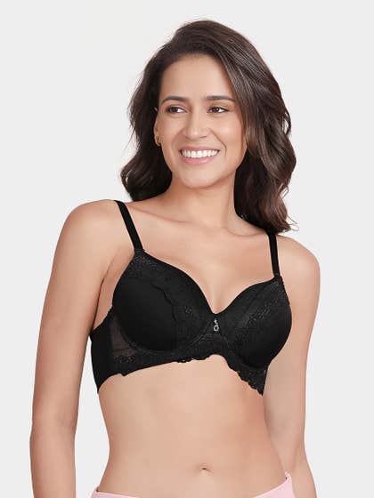 Susie Black Beauty Shiny Elastic Padded Wired Bra