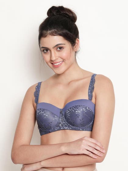 Susie Jacaranda Blue Half Lace Cup Padded Wired Balconette Bra