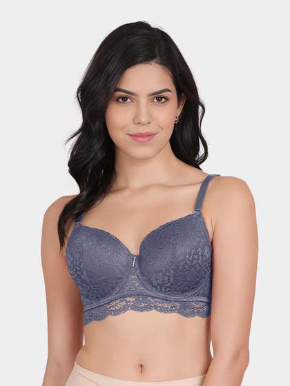 Susie Azurine Blue Lace Bottom Padded Wired Bra