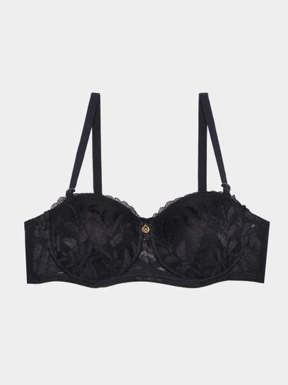 Susie Black Bean Lace Padded Wired Balconette Bra