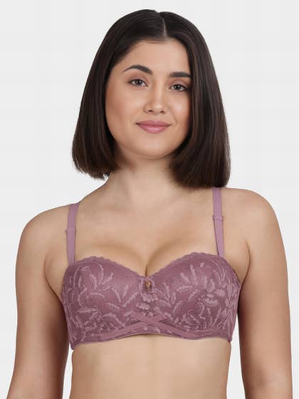 Susie Rose Wine Lace Padded Wired Balconette Bra