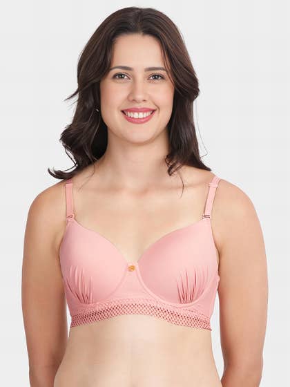 Susie Dusty Pink Gathered Cups Underband Lace Padded Wired Bra