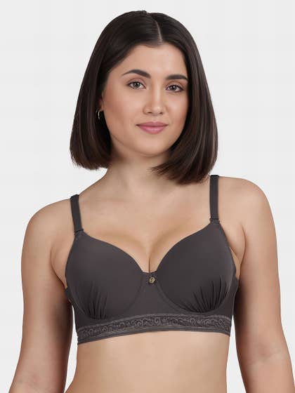 Susie Tornado Grey Underband Lace Padded Wired Bra