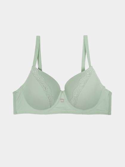 Susie Bay Green Lace Detailed Padded Wired Bra