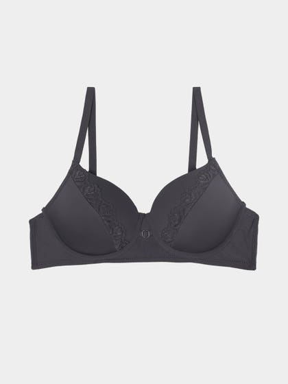 Susie Blue Steel Grey Lace Detailed Padded Wired Bra