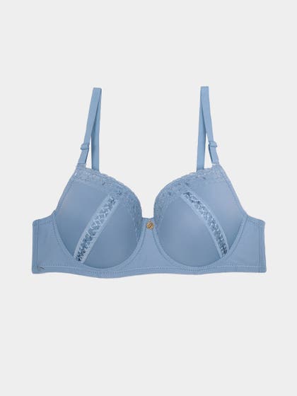Susie Angelfalls Blue Lace Detailed Cup Padded Wired Bra